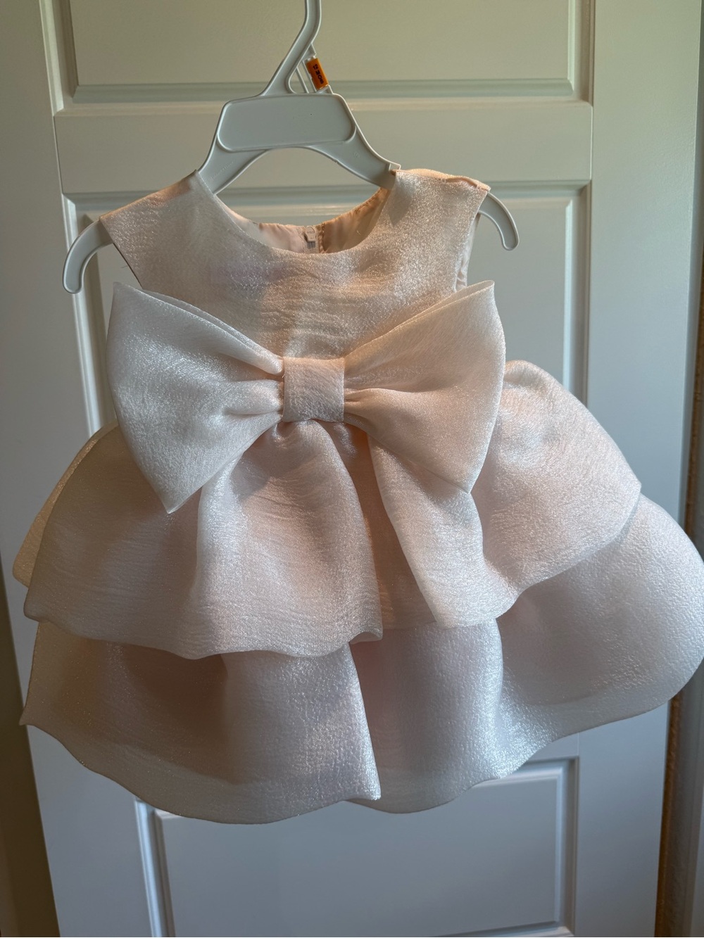 Bonnie Baby Pale Blush Organza Bow Party Dress